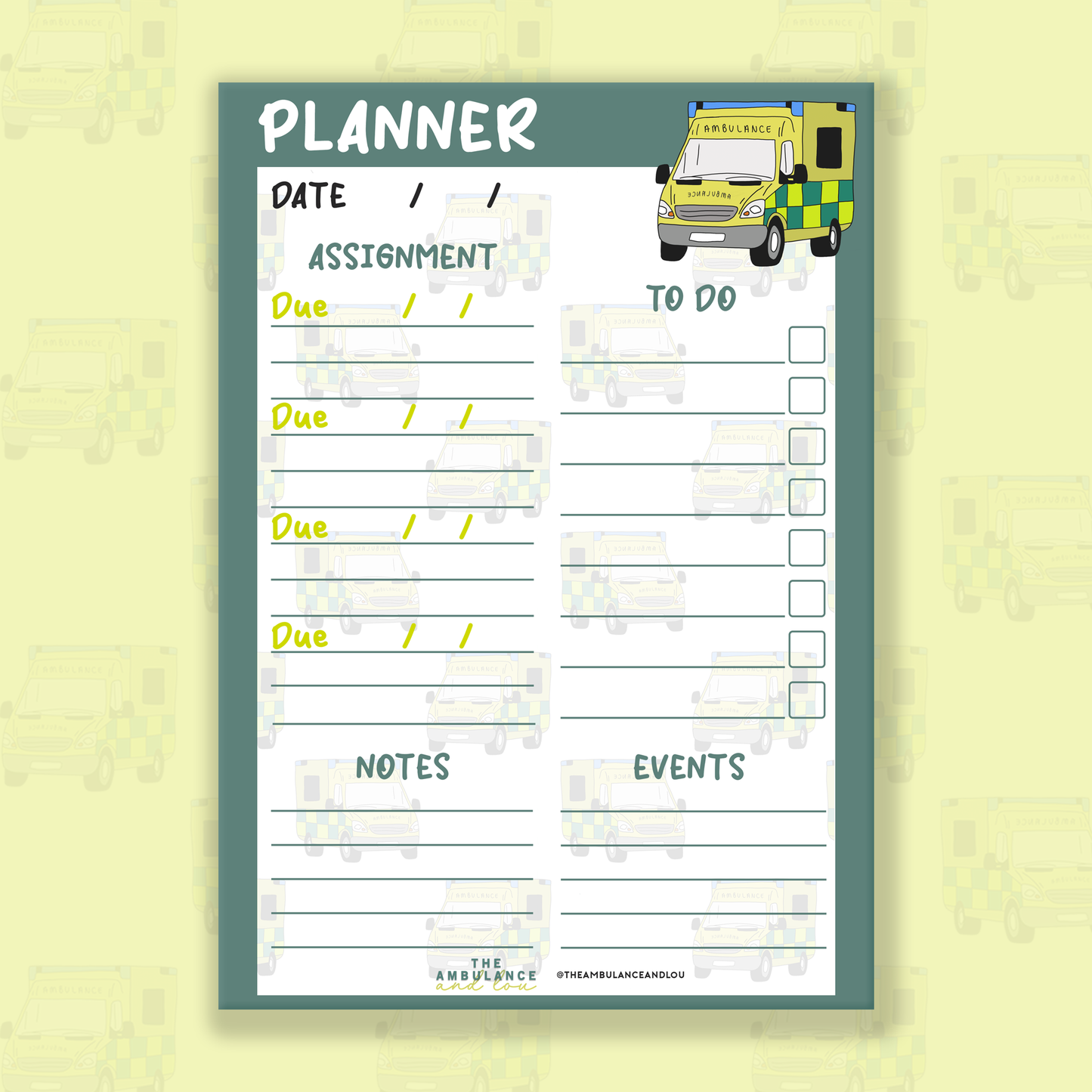 ‘Planner’ Assignment/Event Ambulance Notepad