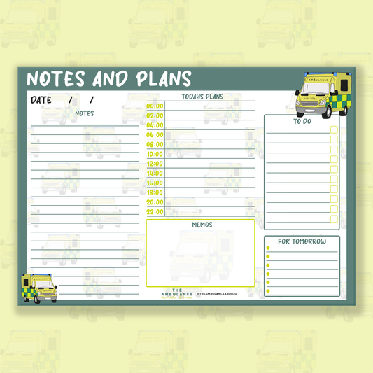 ‘Notes and Plans’ Daily Organiser Ambulance Notepad
